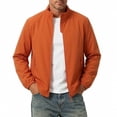 thumbnail image 2 of FRSASU Men's Lightweight Windbreaker Jacket Stand Collar Zip Side Pocket Elastic Cuff Casual office Coat Orange, 2 of 7