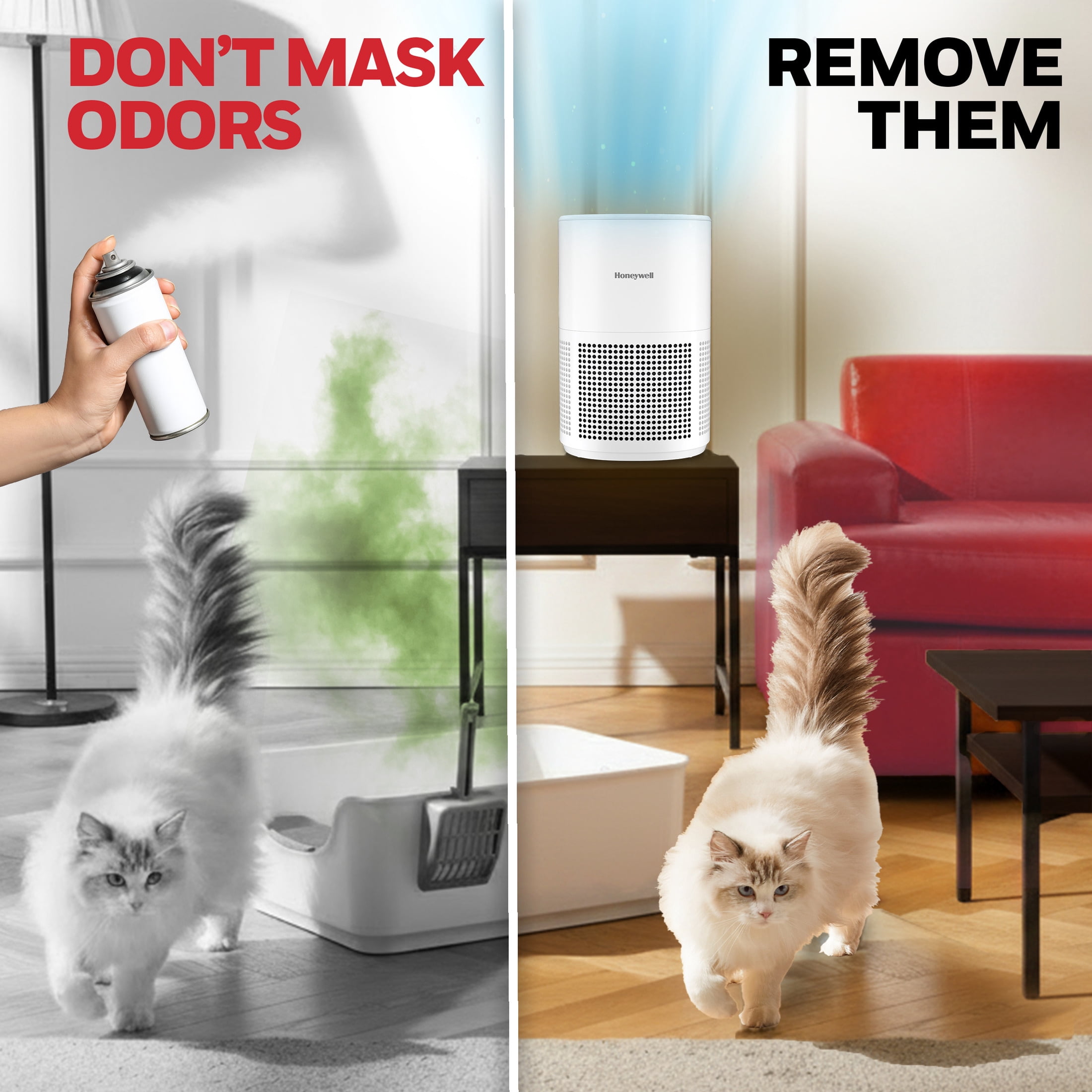 Honeywell Allergen Plus 818 Sq. Ft 4-in-1 HEPA Air Purifier, White, Pet Dander, Smoke & Odor Reducer