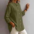 thumbnail image 5 of VBVC Women's Linen Cotton Button Down Shirt , Long Sleeve Loose Tunic Top For Women , Ladies' Lightweight Casual Blouse with Pockets,Army Green,S-3XL, 5 of 7