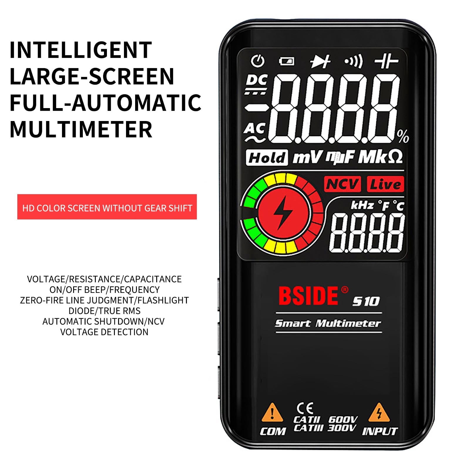 XMMSWDLA Multimeter Intelligent Large-Screen Color Screen Charging Automatic Range High-Precision S11 Multi-Meterabs Garden Tools