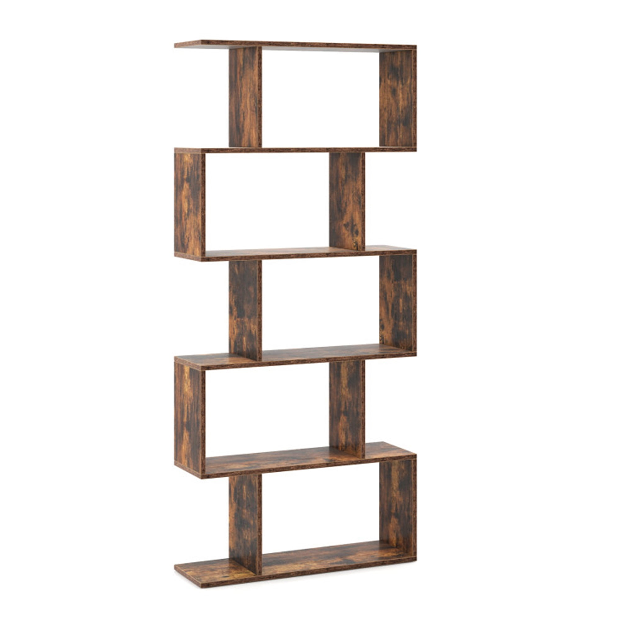 Demi Bonn 5-Tier Bookshelf with Anti-Toppling Device, Bookcase for Living Room Home Office, Brown