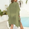 thumbnail image 4 of Cavosen Swimsuit Cover up for Women Button Front Shirt Cardigan Bikinis Bathing Suit Cover Ups Short Sleeve Open Front Sheer Ruffle Fringe Pool Kaftan Plain Swimwear Kimono, 4 of 7