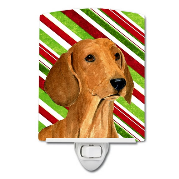 Caroline's Treasures SS4556CNL Dachshund Candy Cane Holiday Christmas Ceramic Night Light, 6x4x3", multicolor