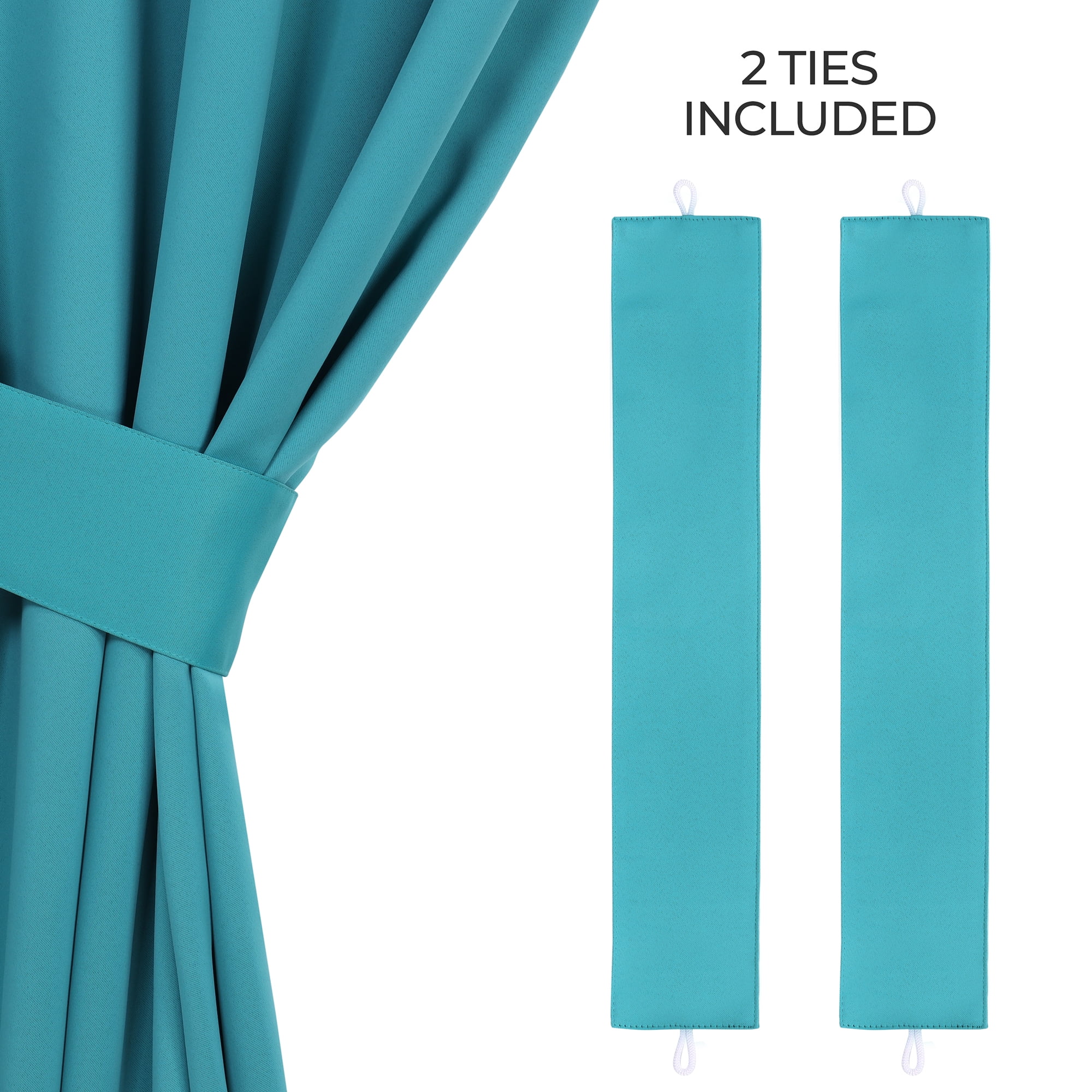 Bkue Nile Mills Modern, Classic Solid Semi Blackout Curtains, Set of 2, 46" x 84'', Aqua