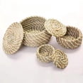 thumbnail image 5 of Mini Straw Hand Woven Storage Baskets with Lids Round Small Seagrass Box Desktop Storage Basket Bathroom Desktop Kitchen Toy Storage Bin, 5 of 7