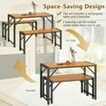 thumbnail image 4 of Spaco 3 Pieces Patio Dining Set with Picnic Table and 2 Benches for 4 People, Patio Dining Furniture Set, Brown, 4 of 10