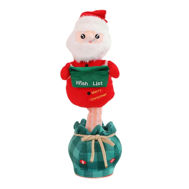 Juguete de peluche navideño, juguete interactivo para bailar con música para niñas y niños, muñeco eléctrico que repite lo que dices, juguete Papá Noel