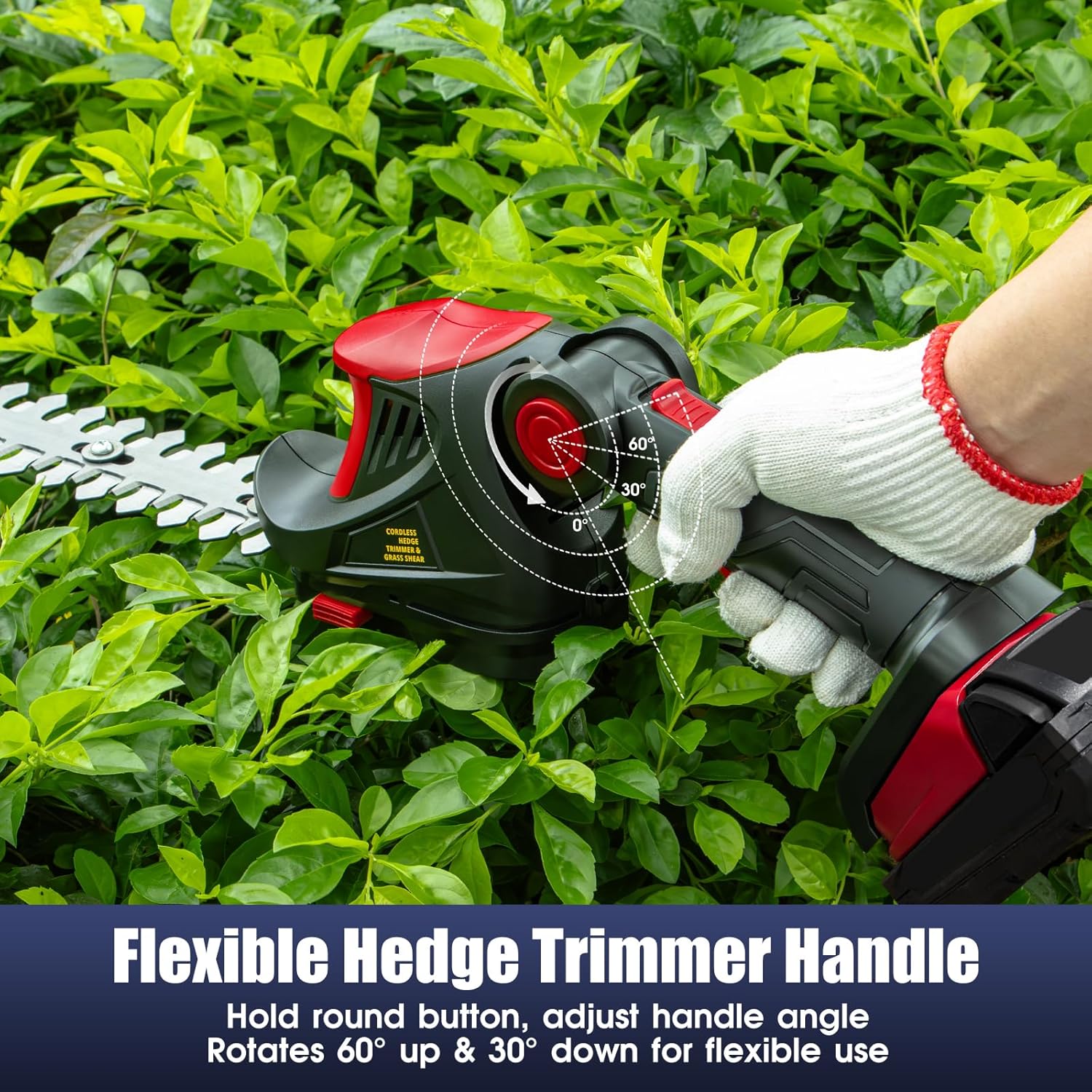 Cordless Hedge Trimmer Compatible with Milwaukee 18V  Battery, 2-in-1 Grass Shear Tool for Yard Garden Lawn Care, Red