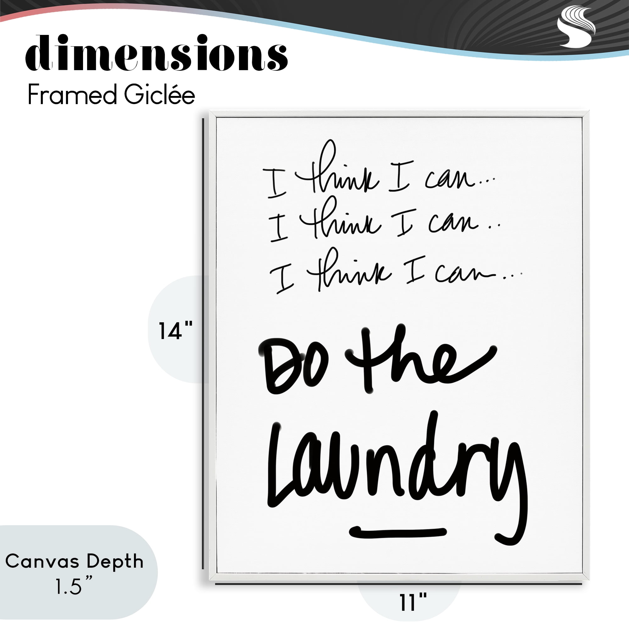 Stupell Industries Think I Can Do Laundry White Framed Giclee Art, design by SD Graphics Studio