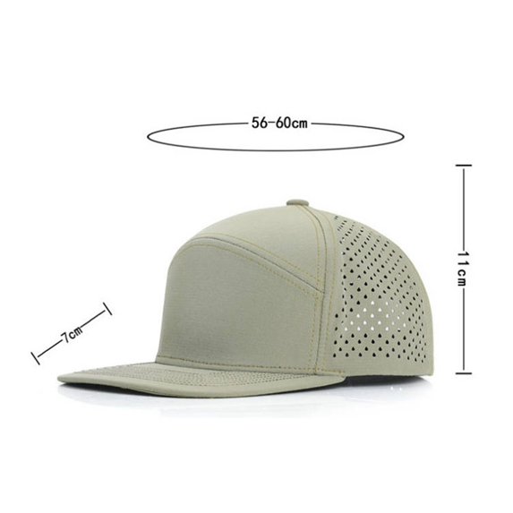 Men Flat Brim Baseball Cap Adjustable Performance Snapback Hat Perforated Cap Casual Black - One Size