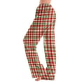 thumbnail image 5 of Aboser Christmas Pajama Pants Women Plus Size Holiday Buttoms Fashion Red and Green Plaid Pajamas Pants Cozy Wide Leg Sleepwear Soft Elastic Waisted Lounge Pants with Pockets, 5 of 7