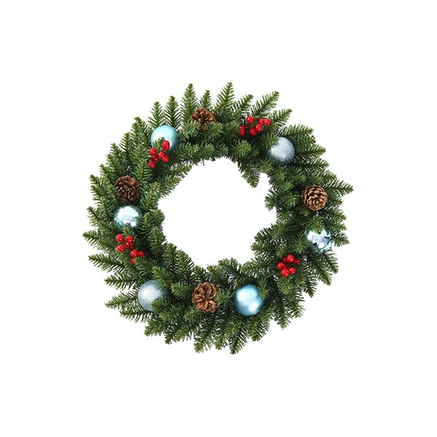 Girlanda Decoraciones de Navidad 30cm Corona de Navidad Artificial Verde Vinas de Bayas de Pvc Coronas de Navidad para la Puerta Delantera Decoración Del Hogar de la Fiesta de Vacaciones