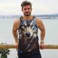 thumbnail image 6 of Logiee Vintage Blue Floral Wolf Print Men's Workout Tank Top,Quick Dry Workout Tank Top,Gym Muscle Tee,Fitness Bodybuilding Sleeveless T Shirt-Medium, 6 of 7