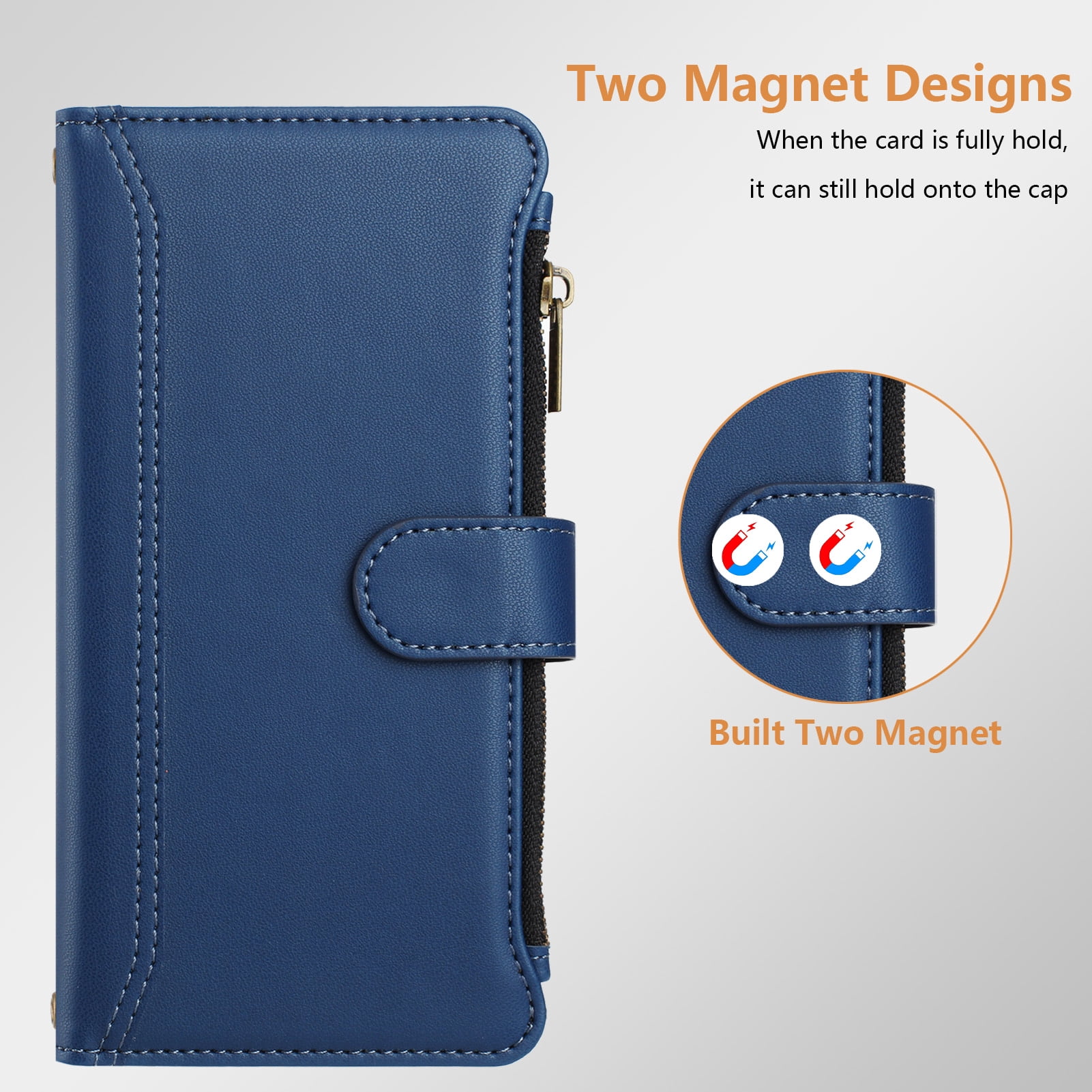 Case for TCL K23 Classic Leather Phone Case with Detachable Wrist Strap Zipper Pocket Card Holder Kickstand Support Wireless Charging Shockproof Cover