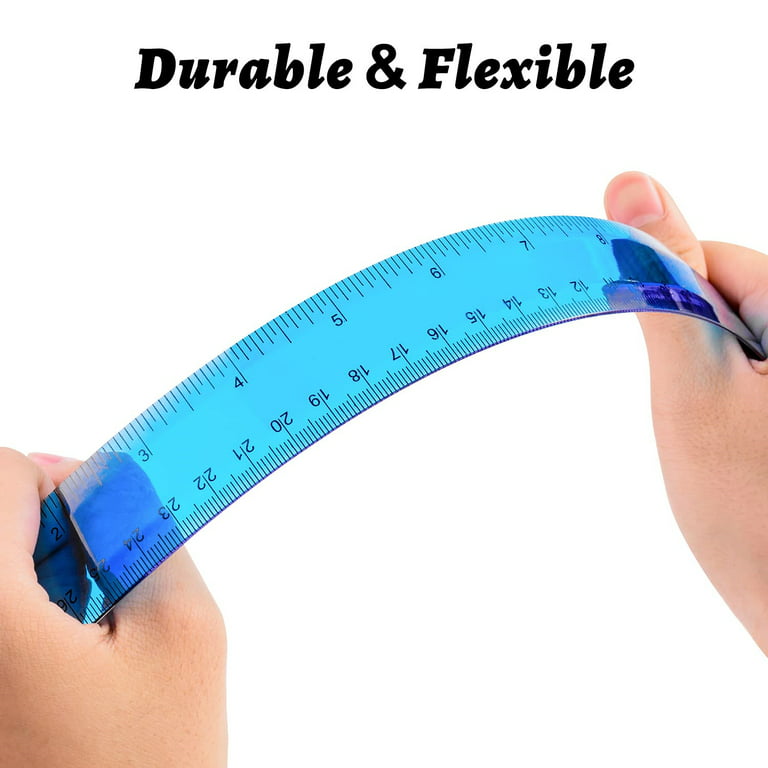 Clear Ruler Plastic Rulers, 30pcs Plastic Rulers,12 inch Ruler,Transparent Assorted Color Metric Bulk Rulers for Inches and Centimeters,Kids Ruler