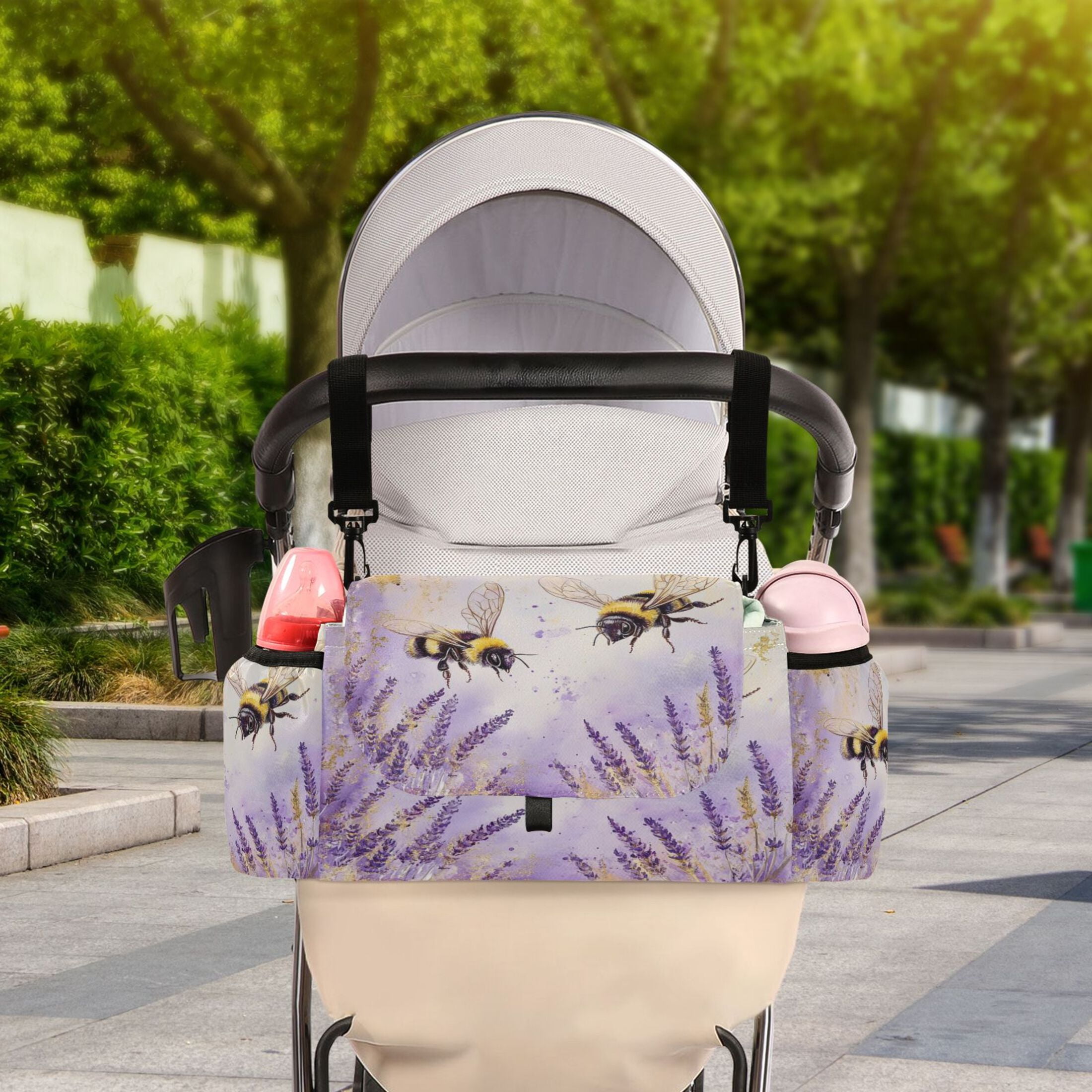 DIXRUYEE Stroller Organizer Buzzing in Bloom Printed