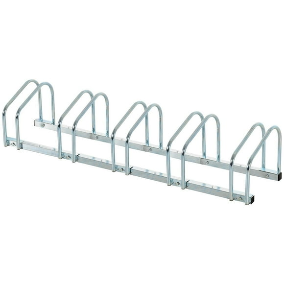 HOMCOM 5-Bike Bicycle Floor Parking Rack Cycling Storage Stand Silver