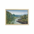 thumbnail image 1 of East Wall Art with Frame, River Kwai Living House Tropic Thailand Village Attractions Scenery, Printed Fabric Poster for Bathroom Living Room, 35" x 23", Forest Green Turquoise, by Ambesonne, 1 of 2