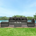 thumbnail image 2 of Outsunny Ensemble de Mobilier de Jardin 6 Pcs en Rotin Synthétique avec Coussins Épais, Canapé d'Angle de Luxe avec Table Basse en Verre, Coloris Gris et Anthracite., 2 of 10