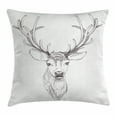 thumbnail image 1 of Antlers Throw Pillow Cushion Cover, Sketch of Deer Head Illustration Style Black and White Monochromic Wild Animal Art, Decorative Square Accent Pillow Case, 20 X 20 Inches, Warm Taupe, by Ambesonne, 1 of 2
