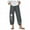 Gray, variant on Women Casual Pants Loose Cotton Linen Trousers Floral Embroidered Trousers Elastic Band Cropped Pants Wide Leg Pants
