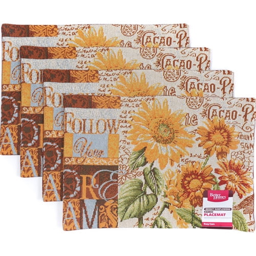 Better Homes and Gardens Sunflower Tapestry Placemat, Set of 4
