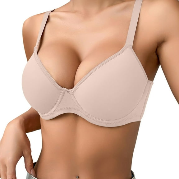 Womens Bra Women's Thin Solid Color Comfortable Breathable Push Up Bra With plus Size Compression Large Sports Strapless for Women Womens Bras No Underwire No Padding Sports Bras Pack Bronze 85D