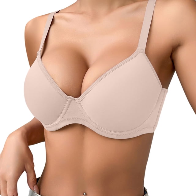 Bra Comfort Line Women's Push Up Underwire Bra with Breathable Solid Color Everyday Support