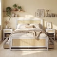 thumbnail image 4 of Costway Full Size Rattan Bed Frame with Headboard, 2 Storage Drawers & Space, White, 4 of 10