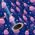 thumbnail image 2 of Ocean Christmas Wrapping Paper - Mini Roll - 17 Inch x 16.5 Feet - Jellyfish with Snowflake Wrapping Paper for Christmas Holiday, Party Celebration, 2 of 14