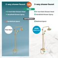thumbnail image 3 of gotonovo Polish Gold Exposed Bathroom Shower Faucet 8 Inch Rainfall Shower Head System Handheld Spray Bathroom Wall Mount Shower Fixture Set, 3 of 4