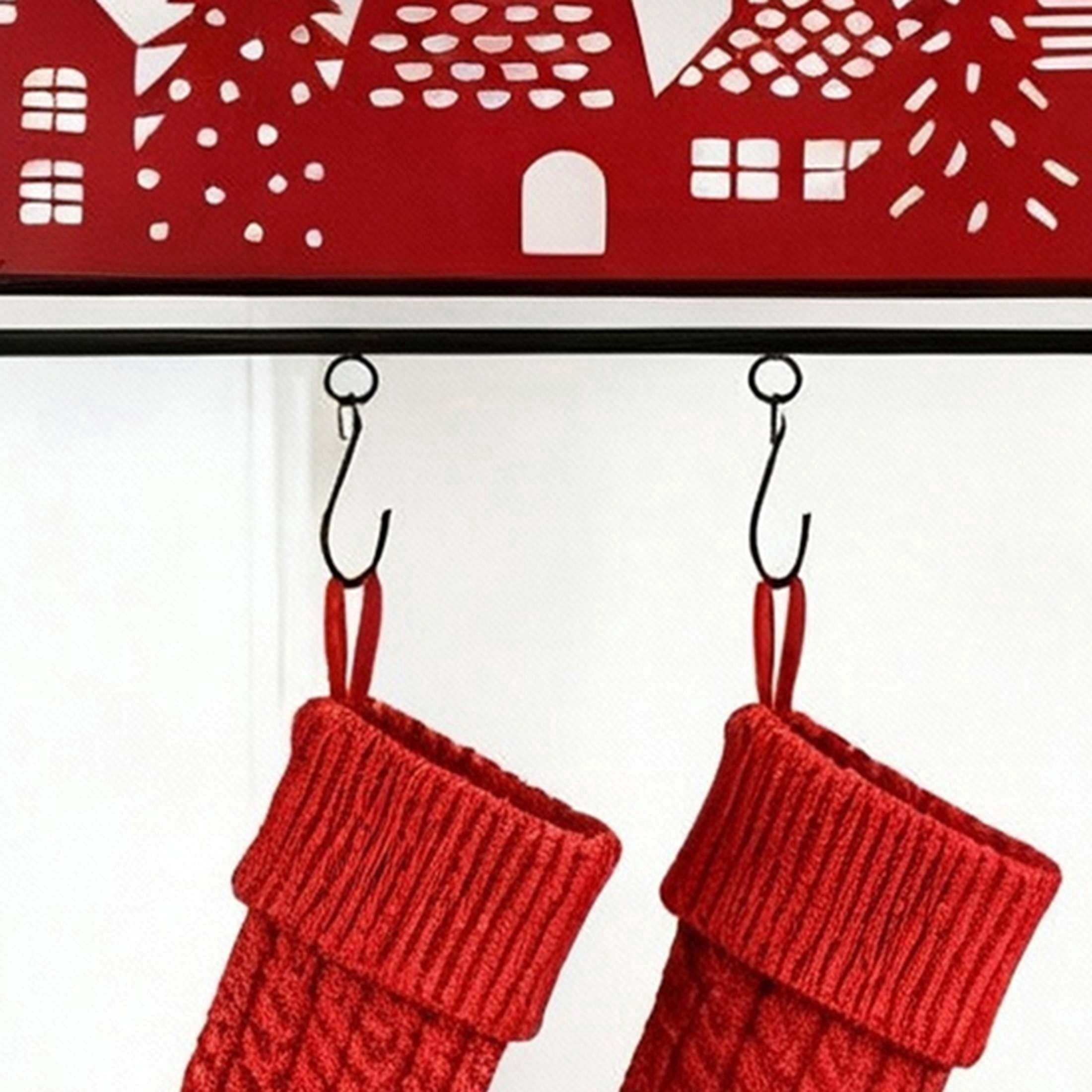 Large Metal Village Freestanding Christmas Stocking Holder, Red and Black, 30" x 7", by Holiday Time