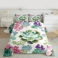 thumbnail image 2 of Manfei Colorful Lotus King Size Comforter Sets,Natural Flower Floral Bedding Comforter Set,Green Pink White Bedding Set For Children,Super Cozy Room Decor Reversible,3 Pieces, 2 of 8