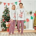 thumbnail image 4 of Family Matching Christmas Pajamas Outfits Long Sleeve Elk Printed Tops Elastic Plaid Pants, 4 of 7