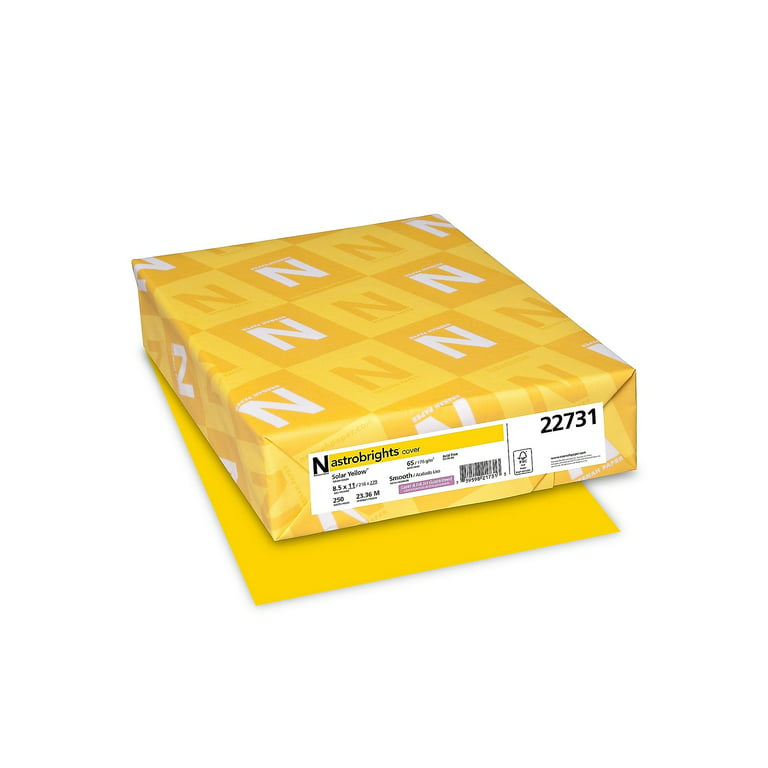 Astrobrights Cardstock Paper, 65 lbs, 8.5 x 11, Solar Yellow