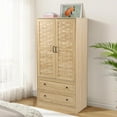 thumbnail image 7 of WIRRYTOR Modern Metal 2-Door Wardrobe with Storage Drawers and Clothing Rod, Freestanding for Bedroom, 7 of 7