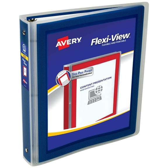 Avery Flexi-View 3 Ring Binder, 1.5 inch Blue Binder (17638)