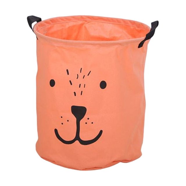 Foldable Hamper Waterproof Laundry Basket Large Capacity Cotton Linen Kid Sundries Cute Style Bag Home Organization Orange/L