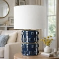 thumbnail image 6 of Table Lamp- 3D Raised Block Patterns- Blue 23 Inch, 6 of 8