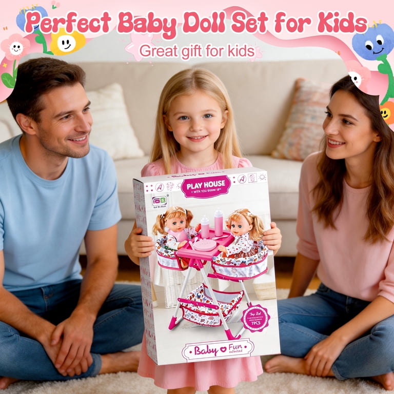 Chuvikid Twin Baby Doll Toy Set,2 Dolls & Doll Accessories,Double