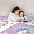 thumbnail image 5 of Manfei Unicorn Bedding Twin Comforter Set for Kids Girls, Cartoon Rainbow Galaxy Bedding Sets, Polka Dot Reversible, 2-Piece, 5 of 8