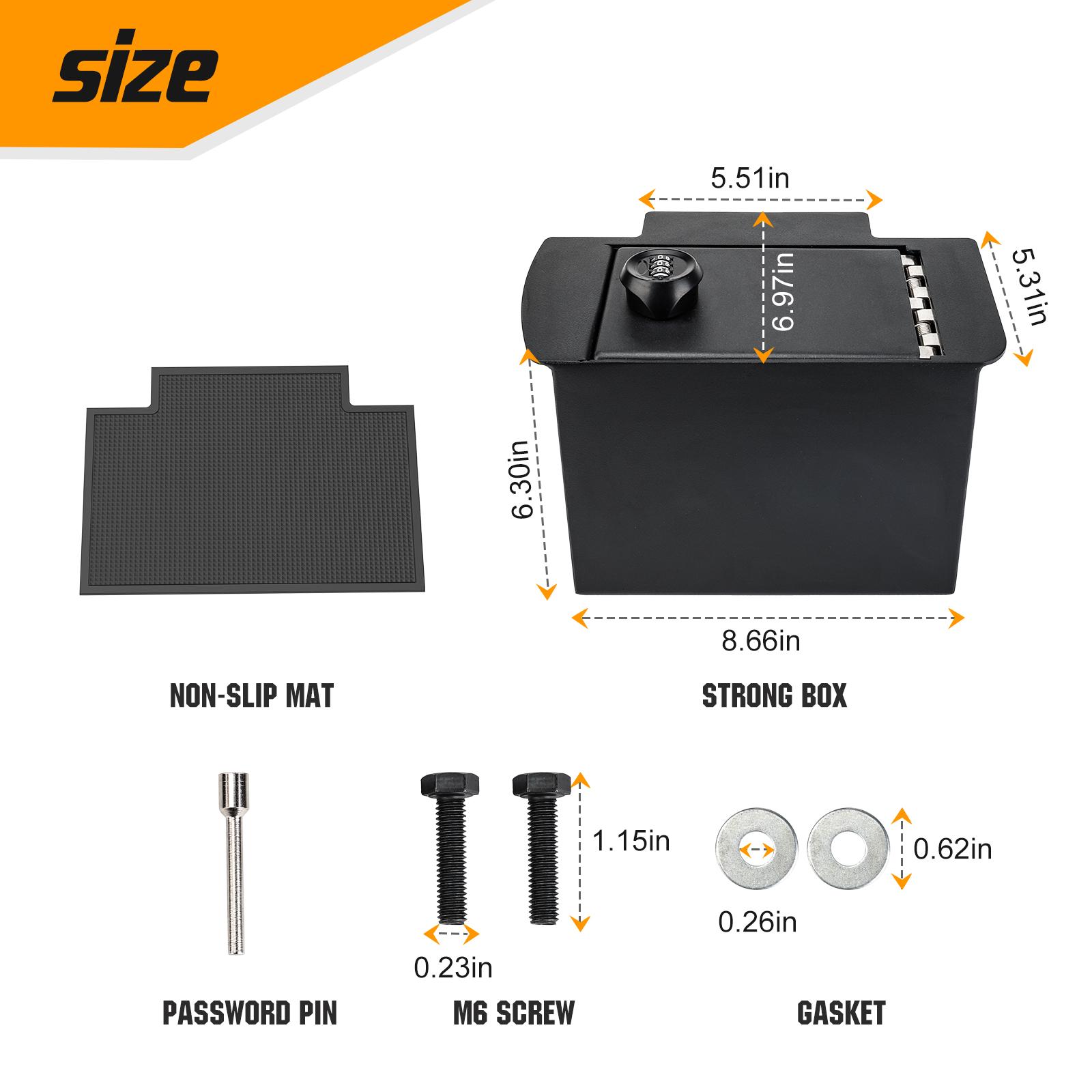 3mirrors Center Console Safe Gun Safe with Spring Hinges and Elliptical lock Compatible with 2005-2015 Toyota Tacoma