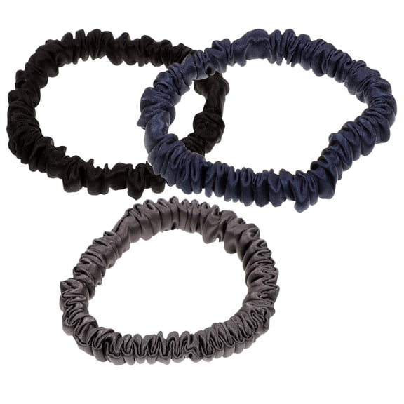 LOLIPPYY 3-Pack Black Silk Ponytail Scrunchies Hair Ties for Women, Gentle Hold for Special Events and Everyday Use