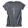 thumbnail image 3 of facefd T-Shirt Femme Col Rond Manches Courtes Blouse Femme T-Shirt Manches Courtes Décontracté Lettre Tee Top, Gris, TTG, 3 of 5