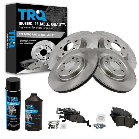 TRQ Front & Rear Ceramic Brake Pad & Rotor Kit w/Chemicals for A4 A5 Quattro BKA15938