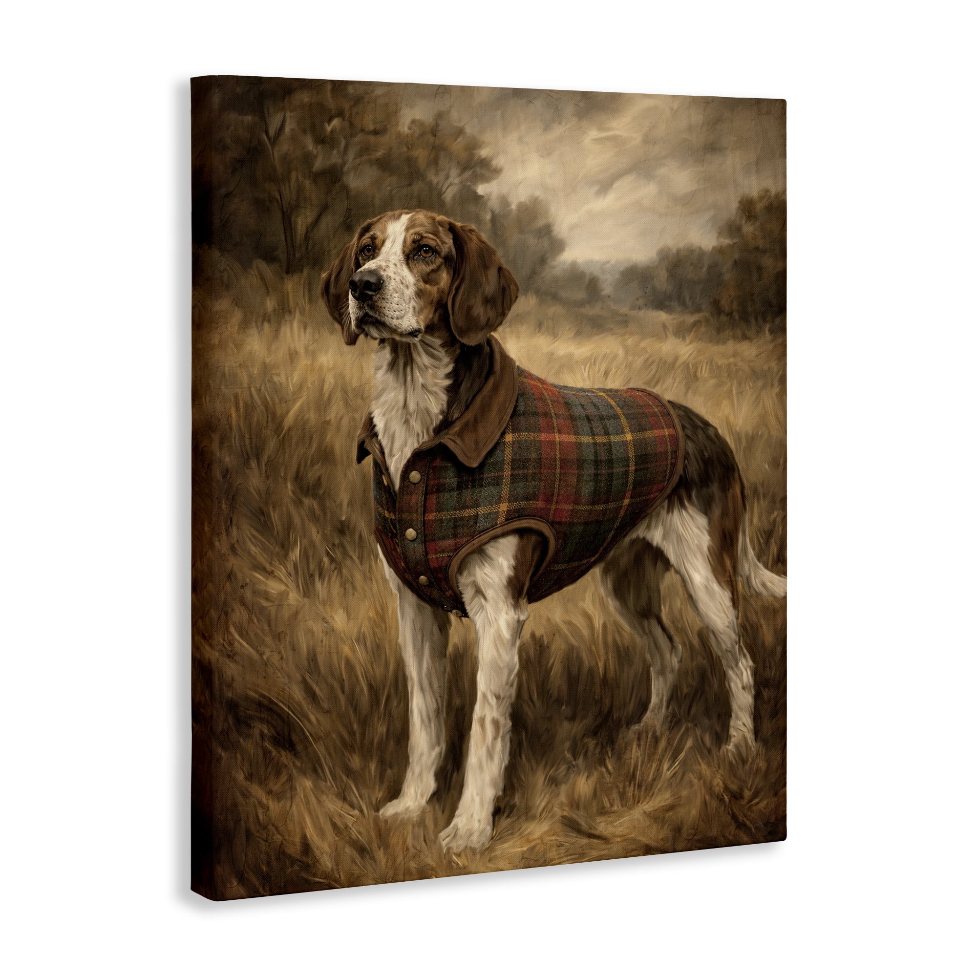 Stupell Industries Hunting Days Plaid Jacket Hound Canvas Wall Art, design by Kim Allen