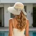 thumbnail image 4 of AJGRHE Women's Wide Brim Bucket Hat -Sun Hat Solid Color, Piping Detail, Bow - Accented Ponytail Opening for Daily Leisure Shopping Party White One Size, 4 of 5