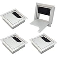 thumbnail image 1 of Juego de 4 cubiertas cuadradas para paso de cables de 80 x 80 mm para empotrar en mesa de escritorio, organizador de cables para muebles, pasacables de aluminio anodizado plateado Sincero Electrónica, 1 of 5