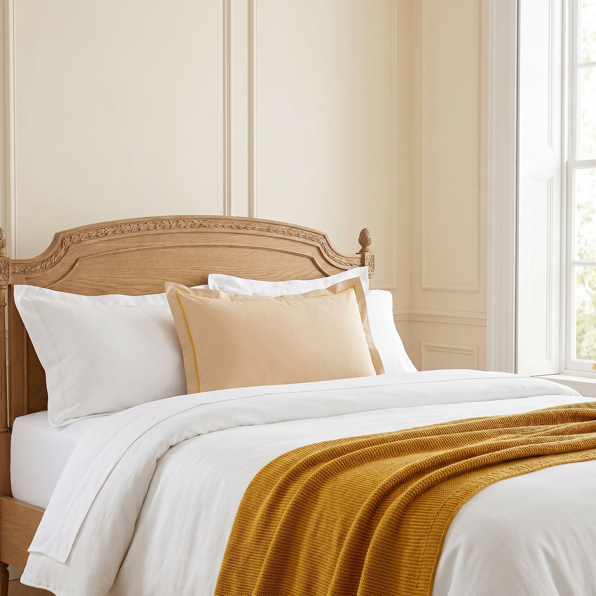 Unique Bargains 2Pcs Smooth Wrinkle Resistant Cotton Pillowcase Queen Champagne