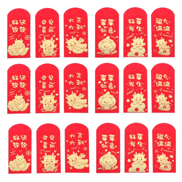 18pcs Chinese Style Red Envelopes Paper Red Envelopes Money Storage Packets Envelopes
